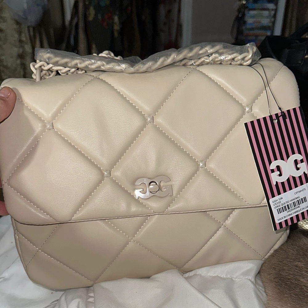 NWT Gilda Paris cream quilted leather shoulder bag brand new nice - Picture 13 of 13